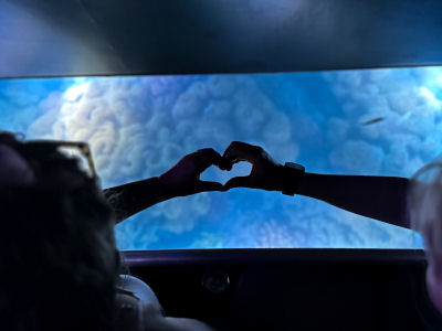 Glass Bottom Boat Heart Glass Night - Thumbnail